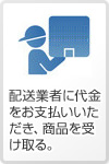 配送業者に代金をお支払いただき、商品を受け取る。